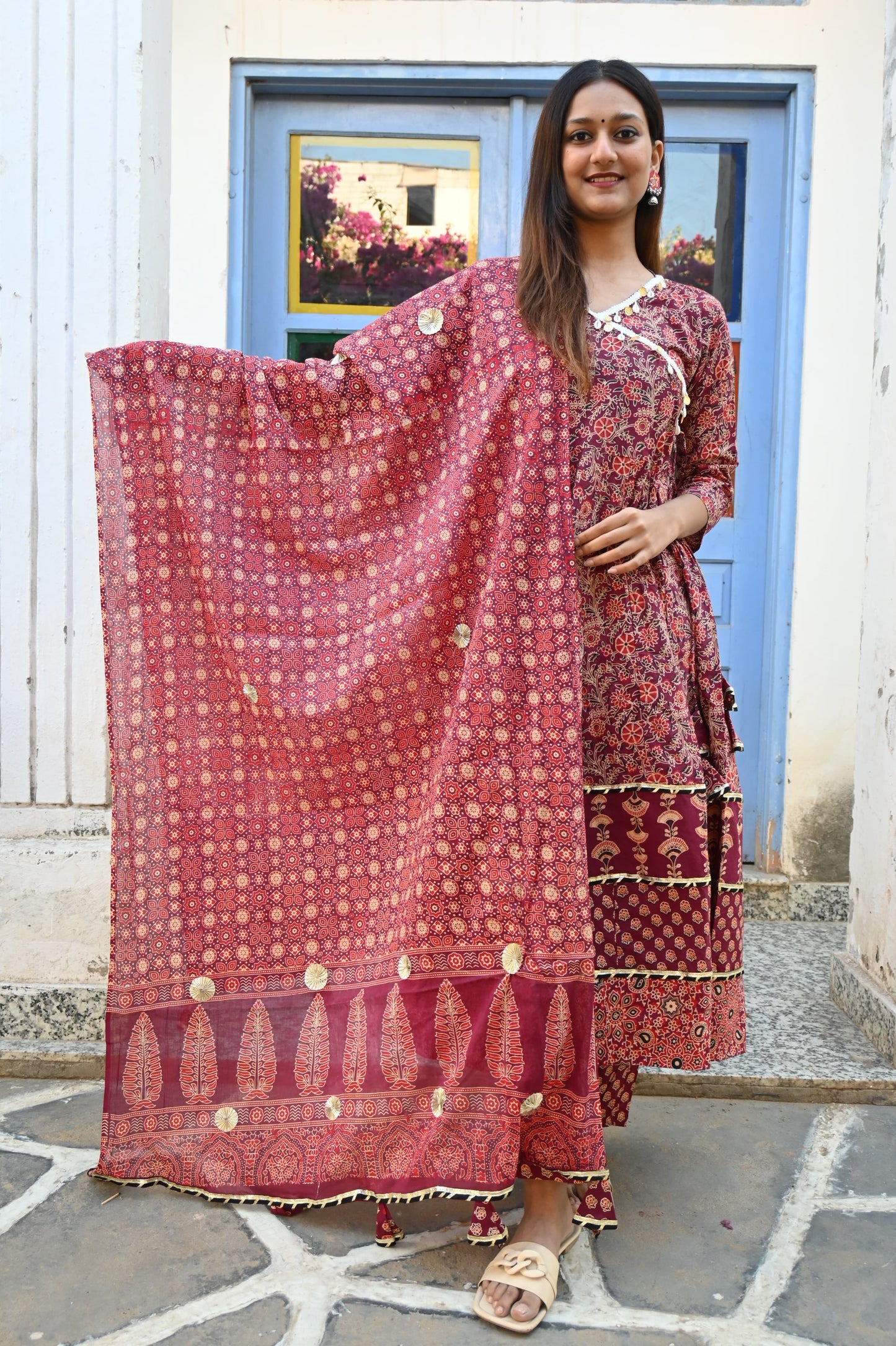 Raabta  Red Floral Gota work Anarkali suit