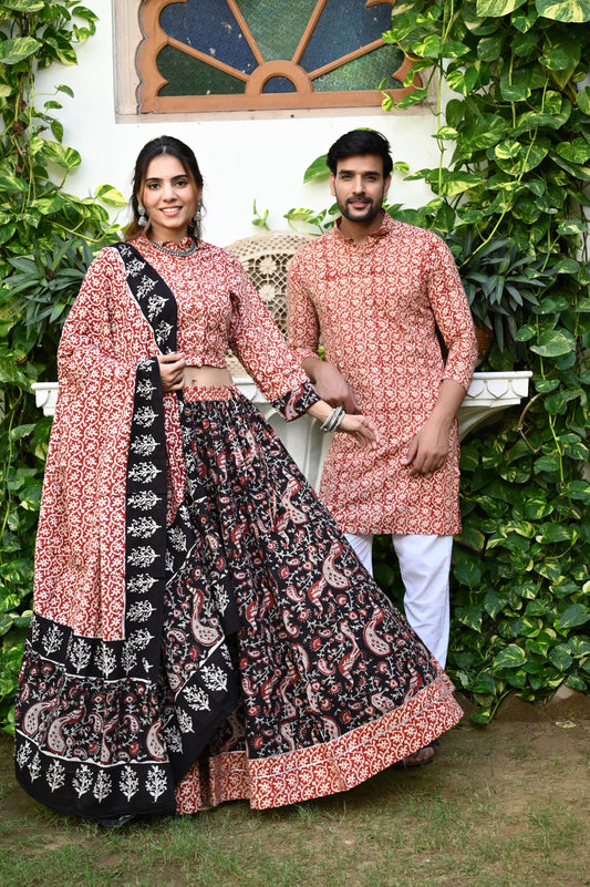 Black Raas  Print couple twinning set