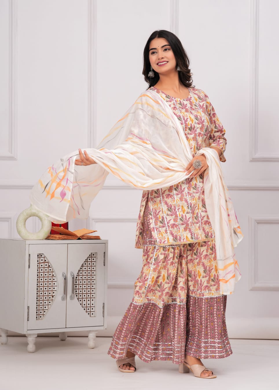 Inaayat Hand Painted Gota Patti Sharara Set with Mulmul dupatta