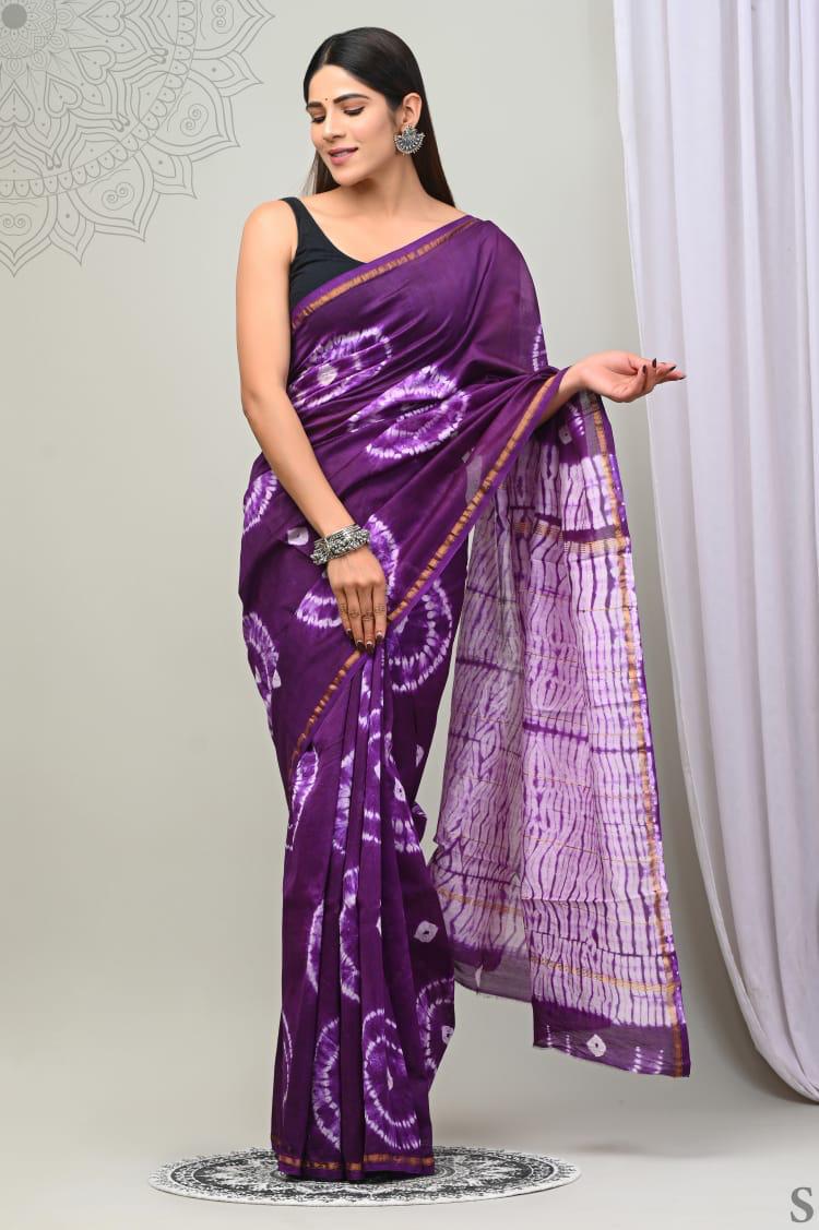 Tie and Dye Chanderi Silk Saree