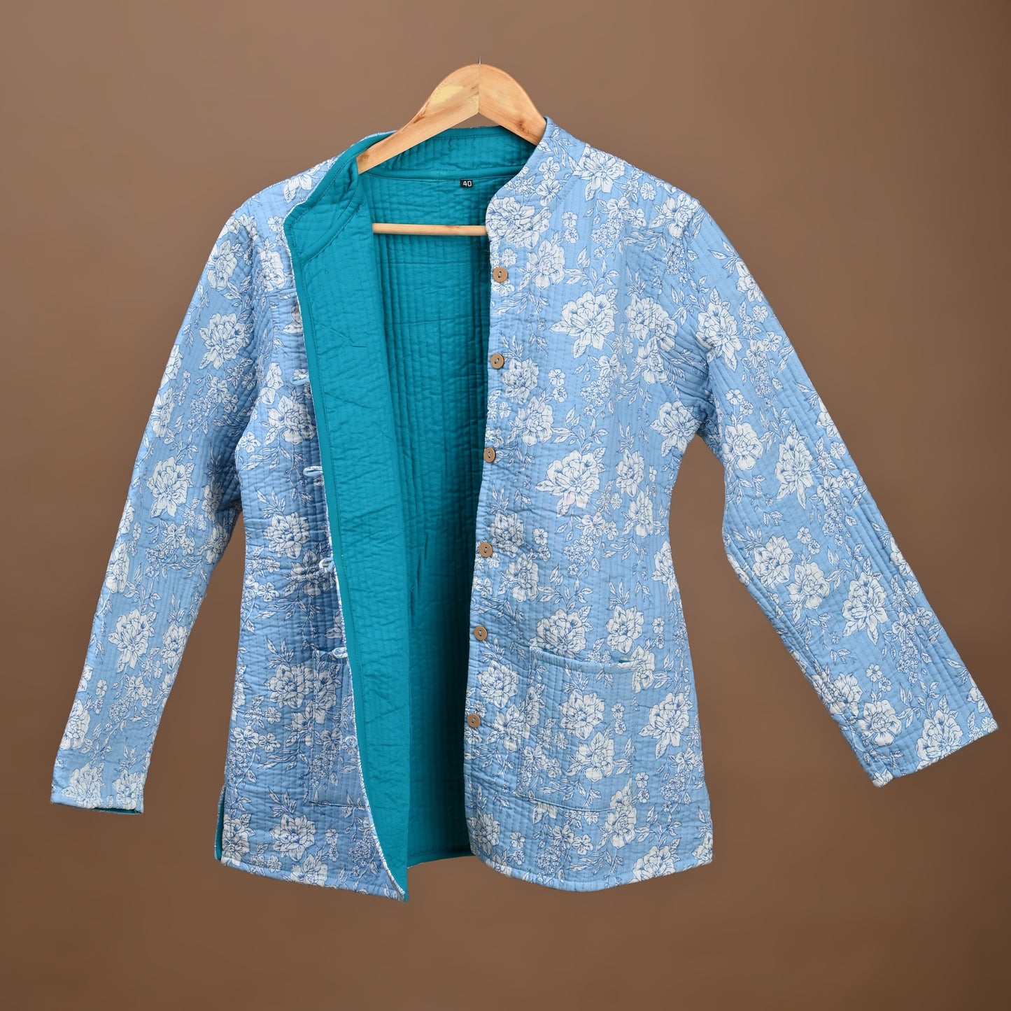 Floral Bagru Print Jaipuri Quilted Jacket