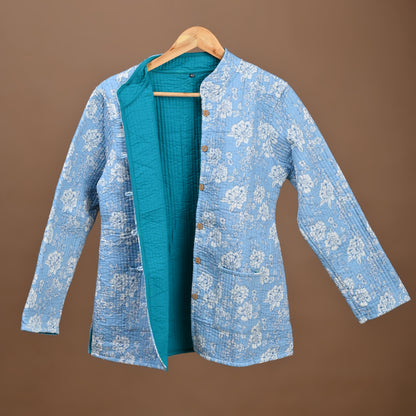 Floral Bagru Print Jaipuri Quilted Jacket