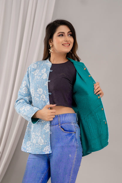 Floral Bagru Print Jaipuri Quilted Jacket