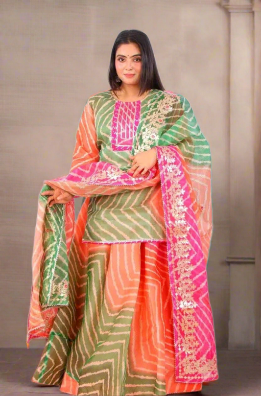 Leheriya Kota Doria Lehenga