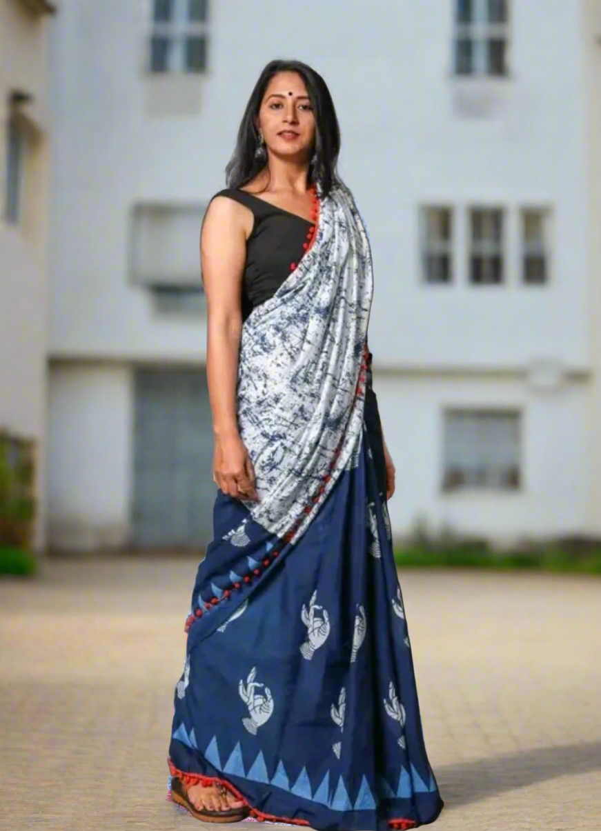 Block print Trendy Pattern Saree