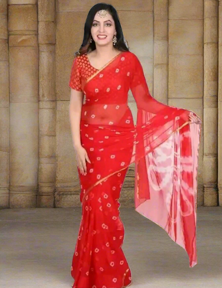 Kesariya Bandhni Saree