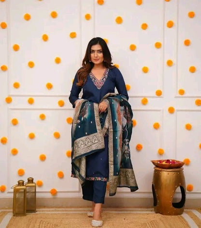 Khwaish Silk Kurti with Zari Dupatta