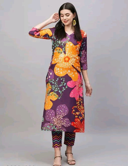 Trendy Floral Print Kurti with pants