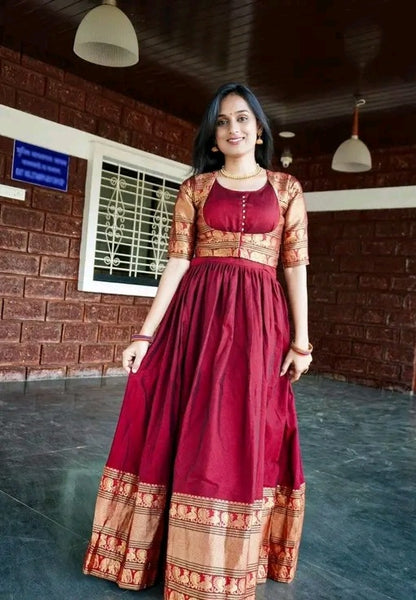 Pattu Anarkali Kurti with Choli