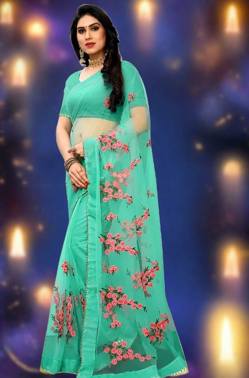 Elegant Net Floral Saree