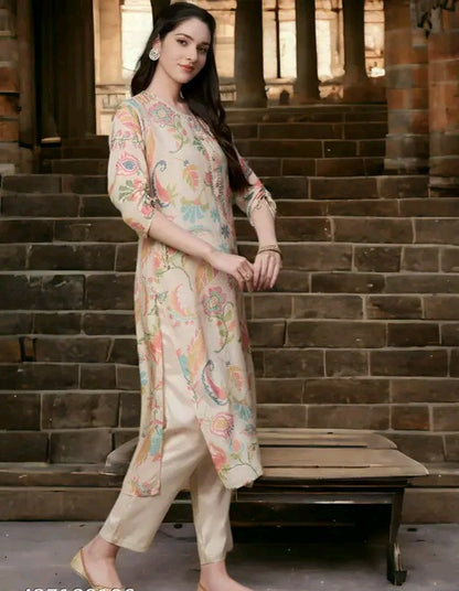 Muslin Printed Kurti with pants