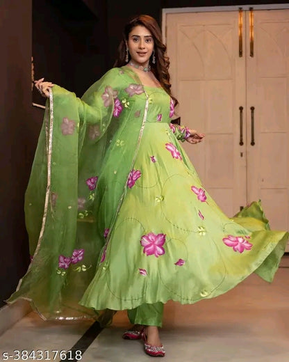 Ishqiya Handpainted Floral Anarkali Set