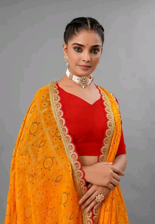 Roohaniyat Bandhani Chundi Saree with Zari border