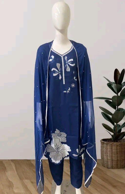 Cutwork Kurti Set with Dupatta