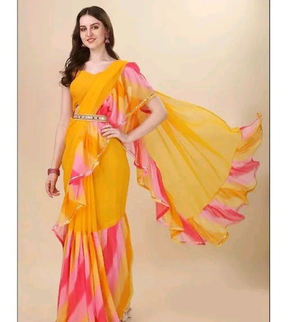 Leheriya Ruffle Saree