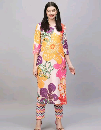 Trendy Floral Print Kurti with pants