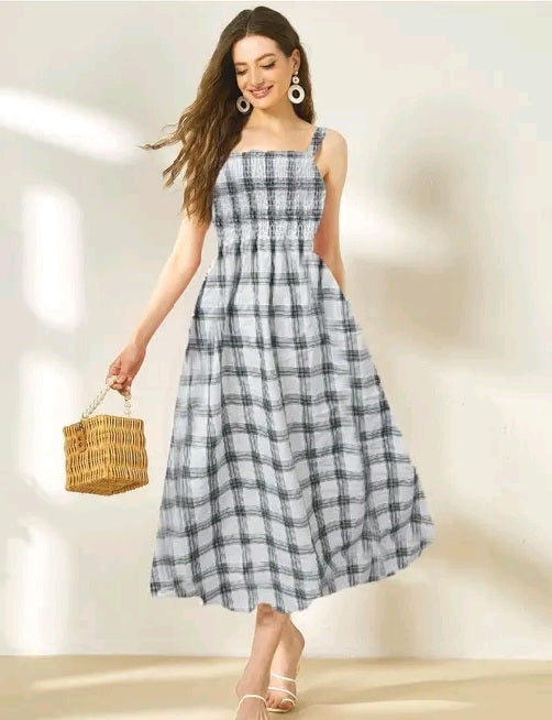 Summer Dress; check dress; sleeveless dress ; vacation dress