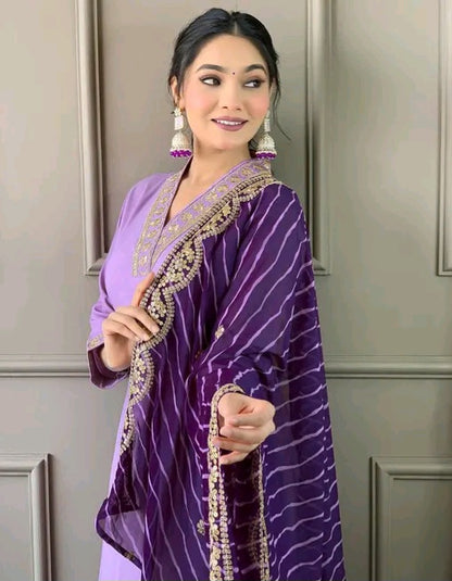 Roohaniyat Silk Kurti with Leheriya Dupatta