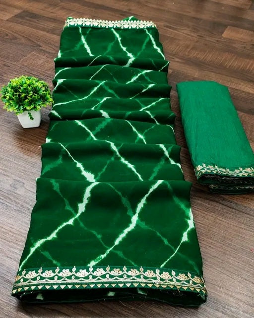 Ishqiya Leheriya Saree with Zari border