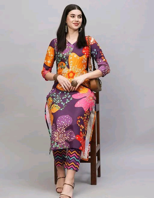 Trendy Floral Print Kurti with pants