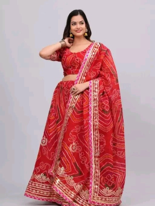 Maharani Bandhani Lehenga With Gota Work