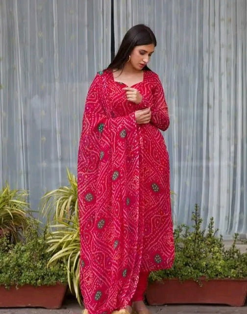 Rangeelo Bandhni Kurti with Gota Dupatta