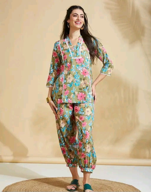 Floral Kurti with Afghani Pants