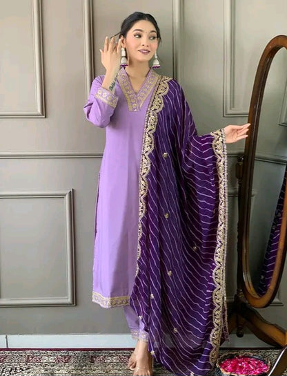 Roohaniyat Silk Kurti with Leheriya Dupatta