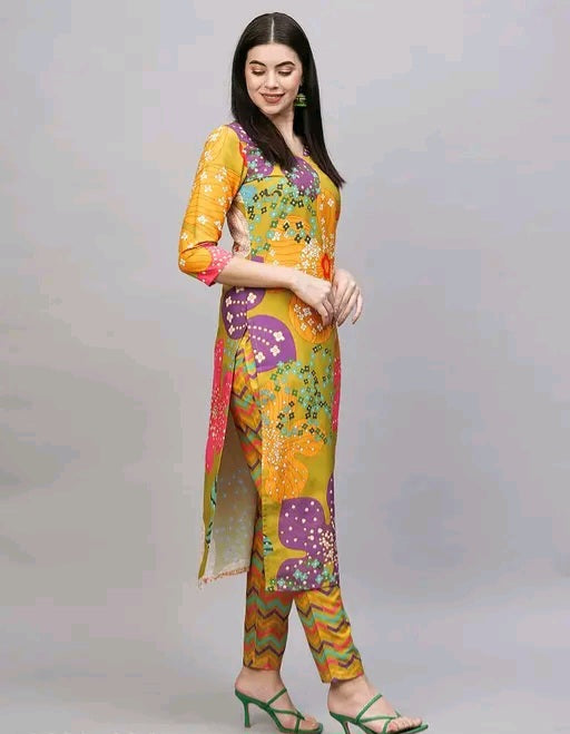 Trendy Floral Print Kurti with pants