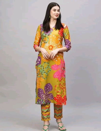 Trendy Floral Print Kurti with pants