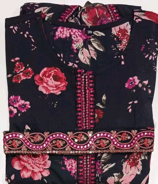 Floral Kurti with belt and pants