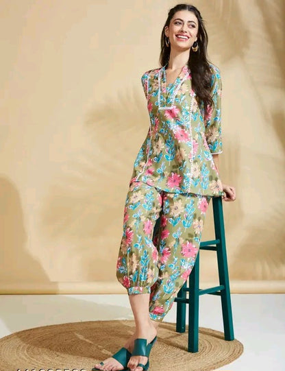 Floral Kurti with Afghani Pants