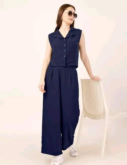 Ez Wear Blue Vest and Loose Pants Set