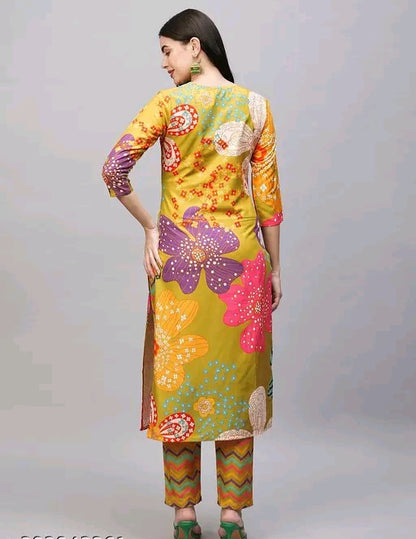 Trendy Floral Print Kurti with pants