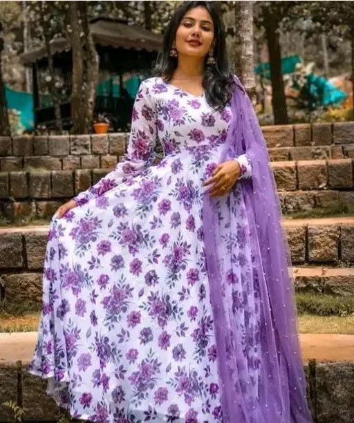 Lavender floral anarkali