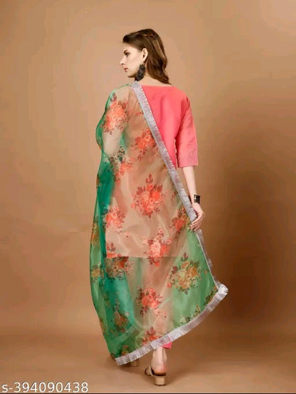 IBADAT Kurti Set with floral dupatta