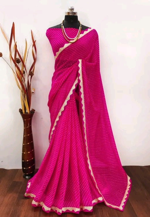 Mewar Sibori Kinari Border Saree