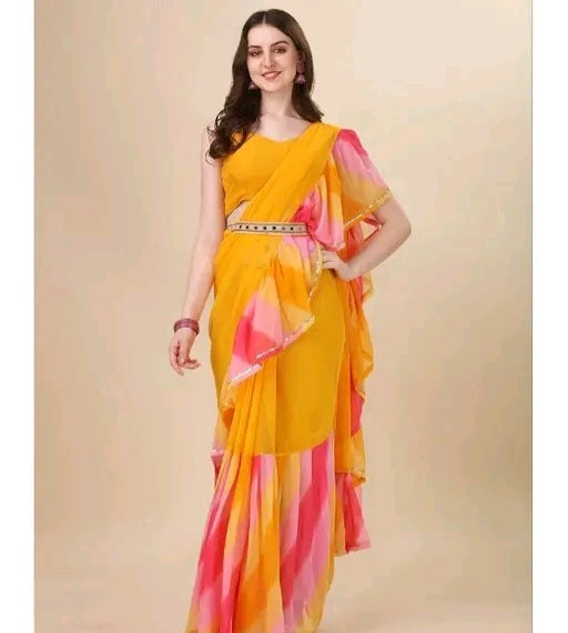 Leheriya Ruffle Saree