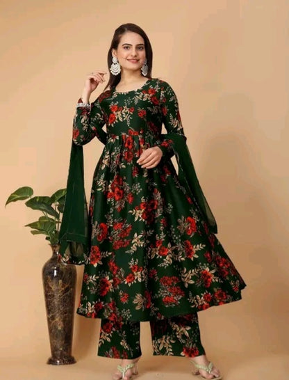 Green floral Aline Sharara Set