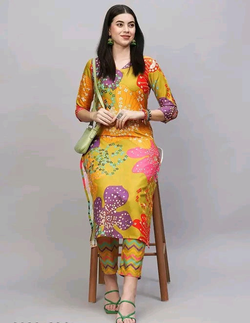 Trendy Floral Print Kurti with pants