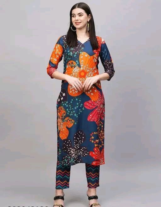 Trendy Floral Print Kurti with pants