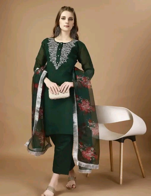 IBADAT Kurti Set with floral dupatta