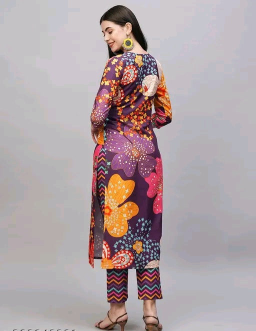 Trendy Floral Print Kurti with pants