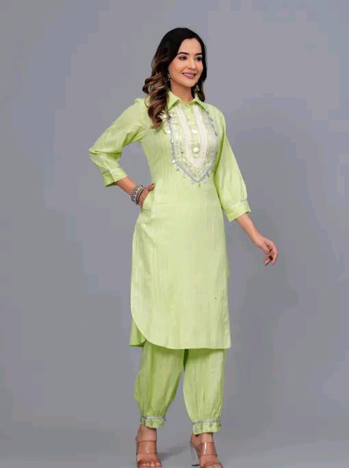 Pathani Kurti Set with Silver work