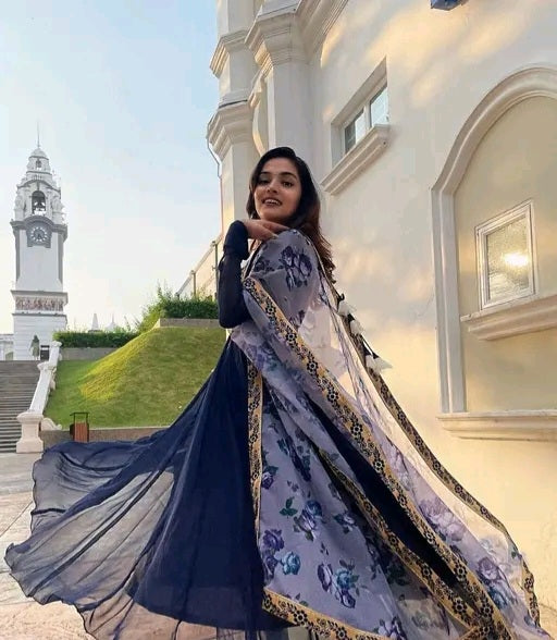 Isshqiya Anarkali with Floral dupatta