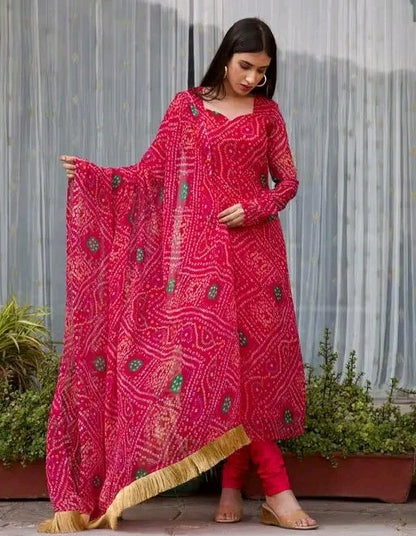 Rangeelo Bandhni Kurti with Gota Dupatta