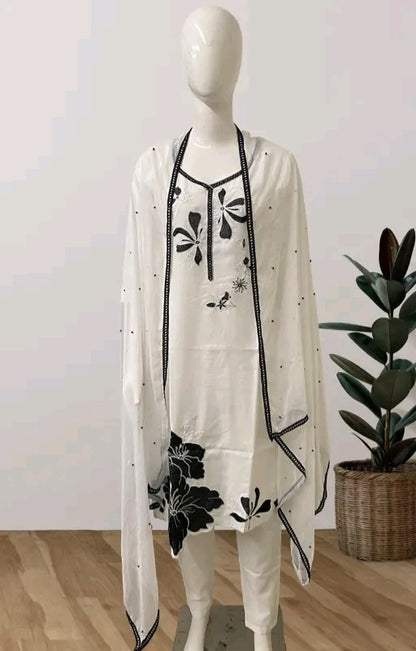 Cutwork Kurti Set with Dupatta