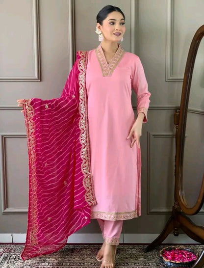 Roohaniyat Silk Kurti with Leheriya Dupatta