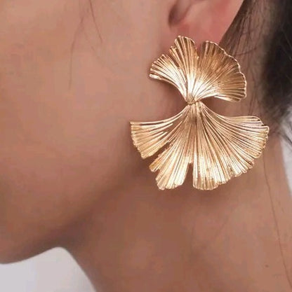 Trendy Golden Feather Dangler  Earrings