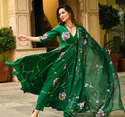 Ishqiya Handpainted Floral Anarkali Set